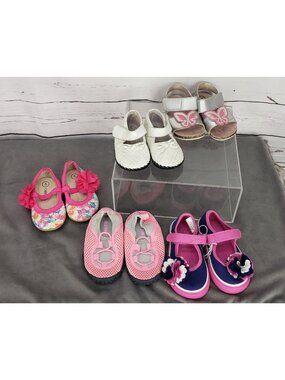 Girls Shoe Lot Of 5 Pairs Size 5 Includes Sandals Mary Janes & Flats With Variou